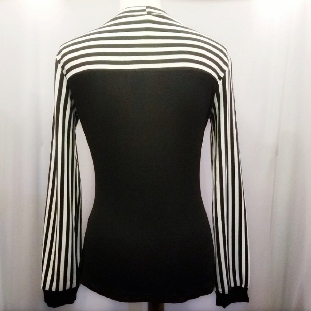 Chic Bow Neckline Striped Blouse - Picture 4 of 4
